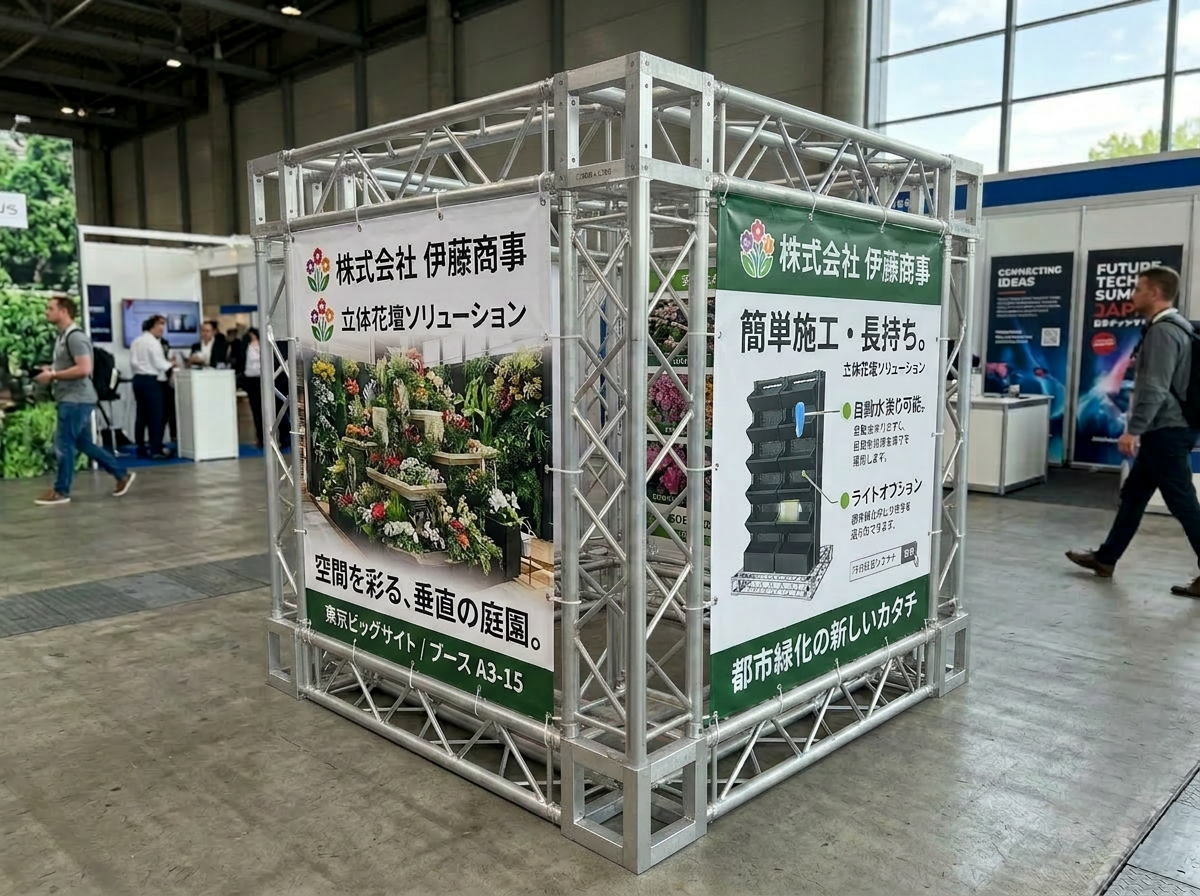 アルミトラスを使った大型看板とゲート