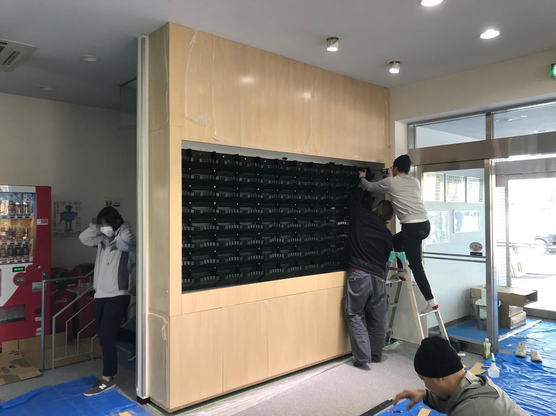 壁面緑化【屋内:プラティコ式壁面緑化パネル使用】136の施工写真